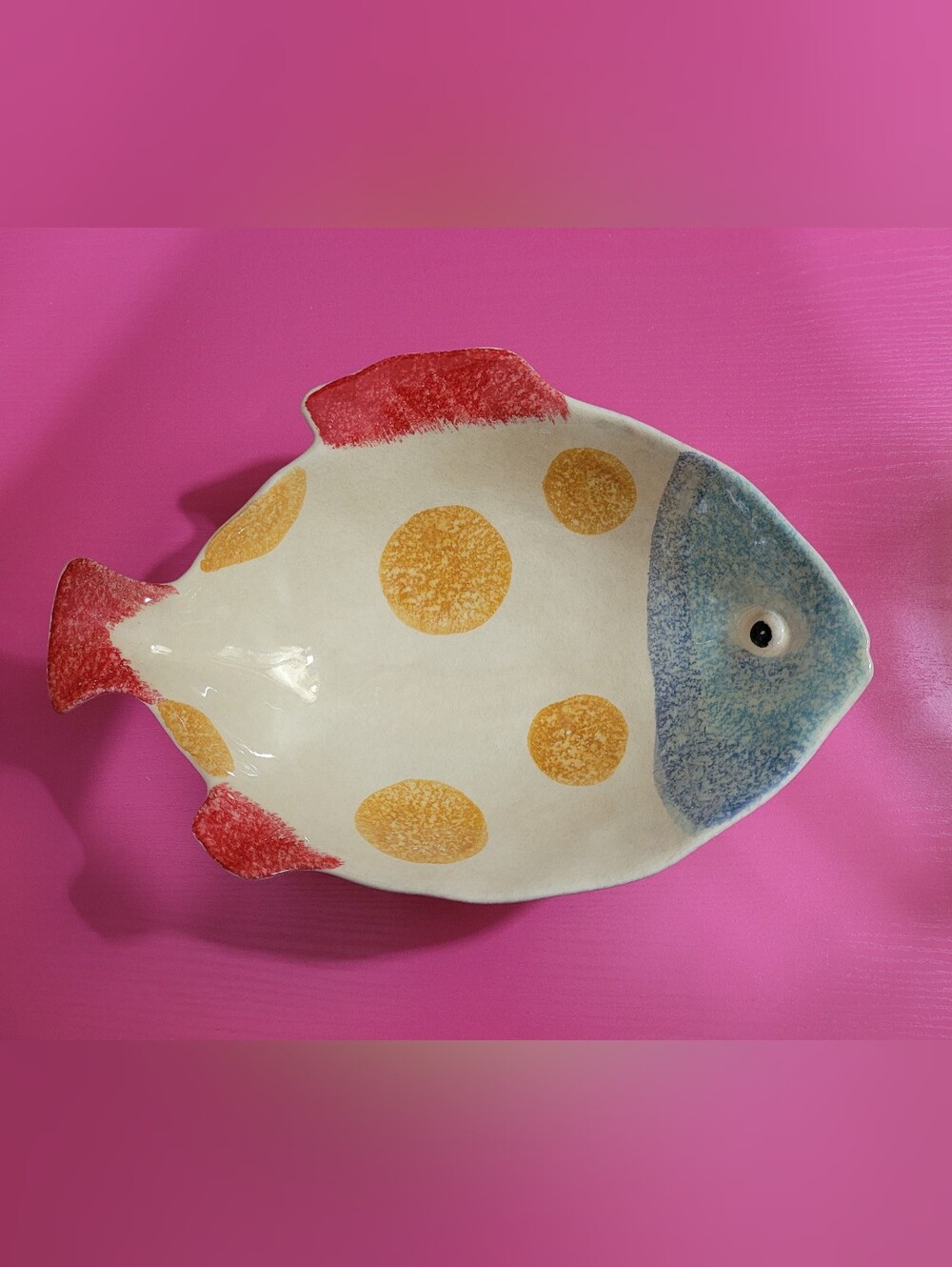 Vietri Italy Ceramic Polka Dot Fish Dish